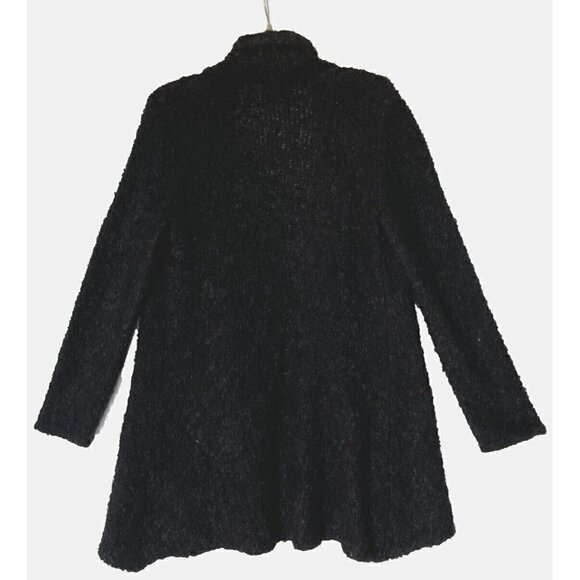 Eileen Fisher Black Wool Alpaca Buckle Knit Cardigan Sweater - Peru - Picture 2 of 7